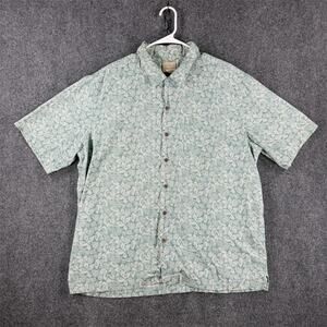 LL Bean Shirt Men’s XL Green Shell Print Traditional Fit Shirt Sleeve Button Up